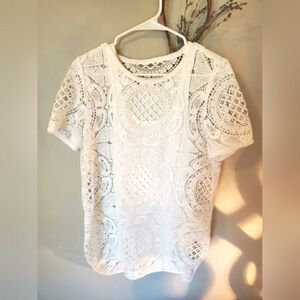 Crochet Floral White Top and Camisole